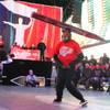 Kadeem Johnson competes at the AArrow Sign Spinning company's championship Saturday, Feb. 23, 2013 at the Fremont Street Experience.